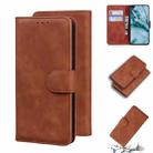 For OnePlus Nord Skin Feel Pure Color Flip Leather Phone Case(Brown) - 1