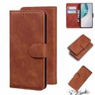 For OnePlus Nord N10 5G Skin Feel Pure Color Flip Leather Phone Case(Brown) - 1