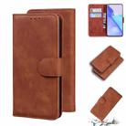 For OnePlus 9 Skin Feel Pure Color Flip Leather Phone Case(Brown) - 1