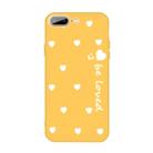 For iPhone 8 Plus / 7 Plus Smiling Face Multiple Love-hearts Pattern Colorful Frosted TPU Phone Protective Case(Yellow) - 1