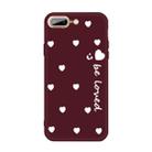 For iPhone 8 Plus / 7 Plus Smiling Face Multiple Love-hearts Pattern Colorful Frosted TPU Phone Protective Case(Wine Red) - 1