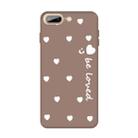 For iPhone 8 Plus / 7 Plus Smiling Face Multiple Love-hearts Pattern Colorful Frosted TPU Phone Protective Case(Khaki) - 1