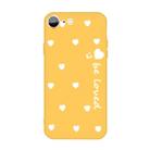 For iPhone SE 2022 / SE 2020 / 8 / 7 Smiling Face Multiple Love-hearts Pattern Colorful Frosted TPU Phone Protective Case(Yellow) - 1