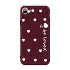 For iPhone SE 2022 / SE 2020 / 8 / 7 Smiling Face Multiple Love-hearts Pattern Colorful Frosted TPU Phone Protective Case(Wine Red) - 1