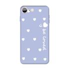 For iPhone SE 2022 / SE 2020 / 8 / 7 Smiling Face Multiple Love-hearts Pattern Colorful Frosted TPU Phone Protective Case(Light Purple) - 1