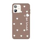 For iPhone 11 Smiling Face Multiple Love-hearts Pattern Colorful Frosted TPU Phone Protective Case(Khaki) - 1