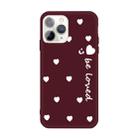 For iPhone 11 Pro Smiling Face Multiple Love-hearts Pattern Colorful Frosted TPU Phone Protective Case(Wine Red) - 1