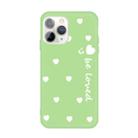 For iPhone 11 Pro Smiling Face Multiple Love-hearts Pattern Colorful Frosted TPU Phone Protective Case(Green) - 1