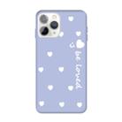 For iPhone 11 Pro Max Smiling Face Multiple Love-hearts Pattern Colorful Frosted TPU Phone Protective Case(Light Purple) - 1