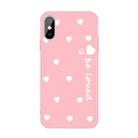 For iPhone X / XS Smiling Face Multiple Love-hearts Pattern Colorful Frosted TPU Phone Protective Case(Pink) - 1