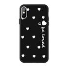 For iPhone X / XS Smiling Face Multiple Love-hearts Pattern Colorful Frosted TPU Phone Protective Case(Black) - 1