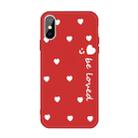 For iPhone X / XS Smiling Face Multiple Love-hearts Pattern Colorful Frosted TPU Phone Protective Case(Red) - 1