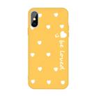For iPhone X / XS Smiling Face Multiple Love-hearts Pattern Colorful Frosted TPU Phone Protective Case(Yellow) - 1