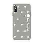 For iPhone X / XS Smiling Face Multiple Love-hearts Pattern Colorful Frosted TPU Phone Protective Case(Gray) - 1