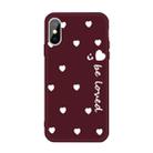 For iPhone X / XS Smiling Face Multiple Love-hearts Pattern Colorful Frosted TPU Phone Protective Case(Wine Red) - 1