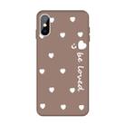 For iPhone XS / X Smiling Face Multiple Love-hearts Pattern Colorful Frosted TPU Phone Protective Case(Khaki) - 1