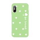 For iPhone X / XS Smiling Face Multiple Love-hearts Pattern Colorful Frosted TPU Phone Protective Case(Green) - 1