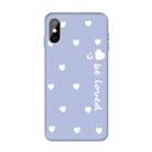 For iPhone X / XS Smiling Face Multiple Love-hearts Pattern Colorful Frosted TPU Phone Protective Case(Light Purple) - 1