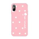 For iPhone XS Max Smiling Face Multiple Love-hearts Pattern Colorful Frosted TPU Phone Protective Case(Pink) - 1