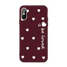 For iPhone XS Max Smiling Face Multiple Love-hearts Pattern Colorful Frosted TPU Phone Protective Case(Wine Red) - 1