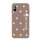 For iPhone XS Max Smiling Face Multiple Love-hearts Pattern Colorful Frosted TPU Phone Protective Case(Khaki) - 1