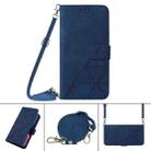 For iPhone 13 Crossbody 3D Embossed Flip Leather Phone Case(Blue) - 1