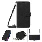 For iPhone 13 Crossbody 3D Embossed Flip Leather Phone Case(Black) - 1