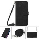 For iPhone 13 Pro Max Crossbody 3D Embossed Flip Leather Phone Case (Black) - 1