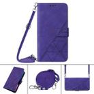 For iPhone 13 Pro Max Crossbody 3D Embossed Flip Leather Phone Case (Purple) - 1