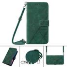 For iPhone 13 Pro Max Crossbody 3D Embossed Flip Leather Phone Case (Dark Green) - 1