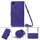 For iPhone XR Crossbody 3D Embossed Flip Leather Phone Case(Purple) - 3