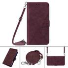 Crossbody 3D Embossed Flip Leather Phone Case For iPhone 8 Plus / 7 Plus(Wine Red) - 1