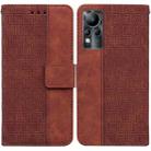 For Infinix Note 11 Geometric Embossed Leather Phone Case(Brown) - 1