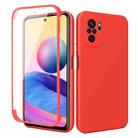 For Xiaomi Redmi Note 10 Imitation Liquid Silicone 360 Full Body Phone Case(Red) - 1