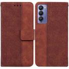 For Tecno Camon 18 / 18P Geometric Embossed Leather Phone Case(Brown) - 1