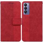 For Tecno Camon 18 / 18P Geometric Embossed Leather Phone Case(Red) - 1