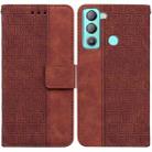 For Tecno Pop 5 LTE BD4 Geometric Embossed Leather Phone Case(Brown) - 1