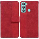 For Tecno Pop 5 LTE BD4 Geometric Embossed Leather Phone Case(Red) - 1