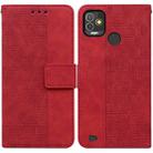 For Tecno Pop 5P Geometric Embossed Leather Phone Case(Red) - 1