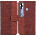 For Tecno Spark 7 Pro Geometric Embossed Leather Phone Case(Brown) - 1