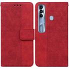 For Tecno Spark 7 Pro Geometric Embossed Leather Phone Case(Red) - 1