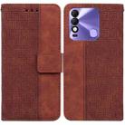 For Tecno Spark 8 / 8T Geometric Embossed Leather Phone Case(Brown) - 1