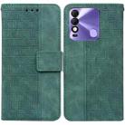 For Tecno Spark 8 / 8T Geometric Embossed Leather Phone Case(Green) - 1