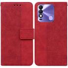 For Tecno Spark 8 / 8T Geometric Embossed Leather Phone Case(Red) - 1