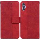 For Tecno Spark 8P Geometric Embossed Leather Phone Case(Red) - 1