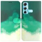 For Infinix Hot 11 X662 Watercolor Pattern Horizontal Flip Leather Phone Case(Cyan Green) - 1