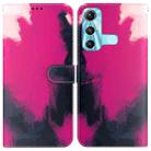 For Infinix Hot 11 X662 Watercolor Pattern Horizontal Flip Leather Phone Case(Berry Color) - 1