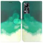 For Infinix Note 11 Watercolor Pattern Horizontal Flip Leather Phone Case(Cyan Green) - 1