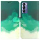 For Tecno Camon 18 / 18P Watercolor Pattern Horizontal Flip Leather Phone Case(Cyan Green) - 1