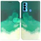 For Tecno Camon 18i Watercolor Pattern Horizontal Flip Leather Phone Case(Cyan Green) - 1